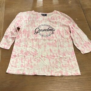 Women's Pink Tie-Dye Grandma Long Sleeve Tee